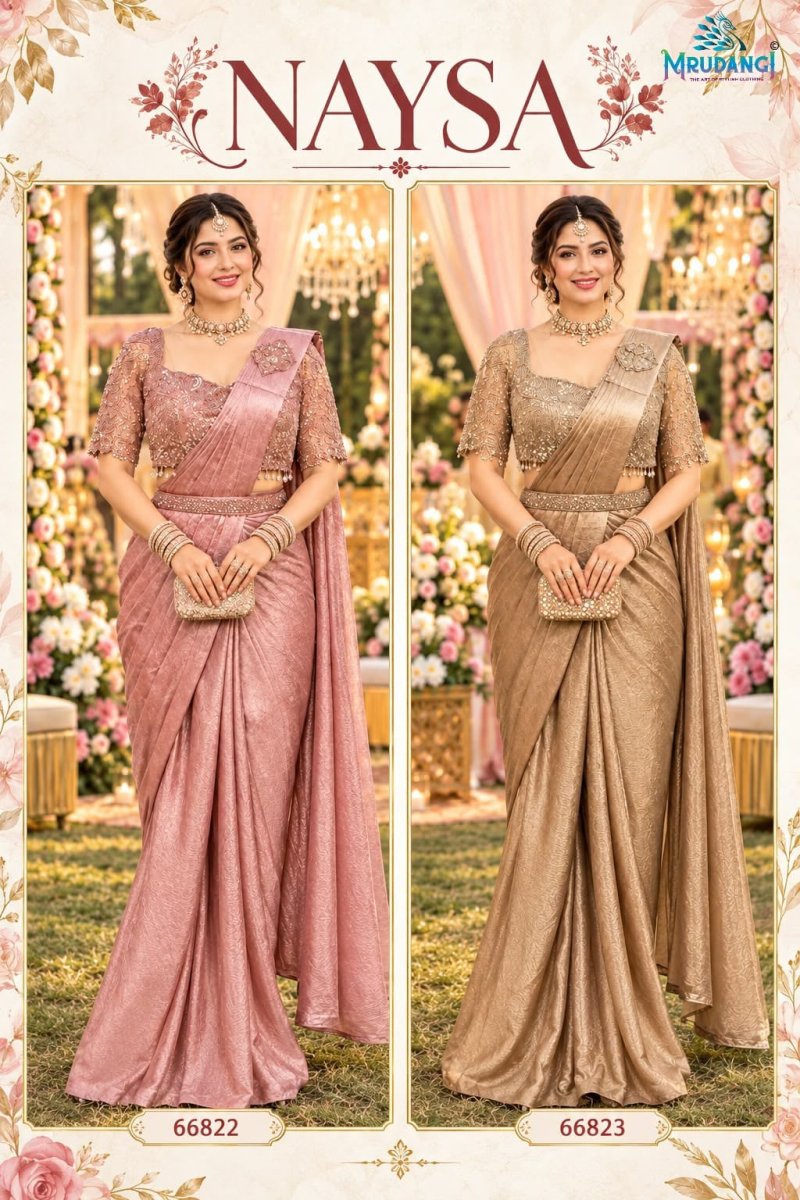 NAYSA By Mrudangi Satin Crush Designer Readymade Saree 